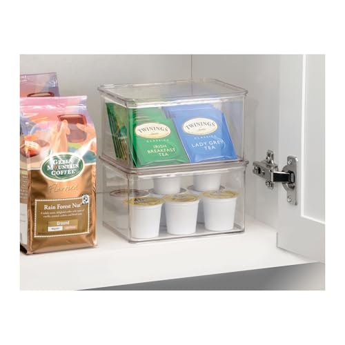iDesign Plastic Stackable Hinged-Lid Pantry or Kitchen Storage Box - Set of 6 - Clear - style: Pack of 6