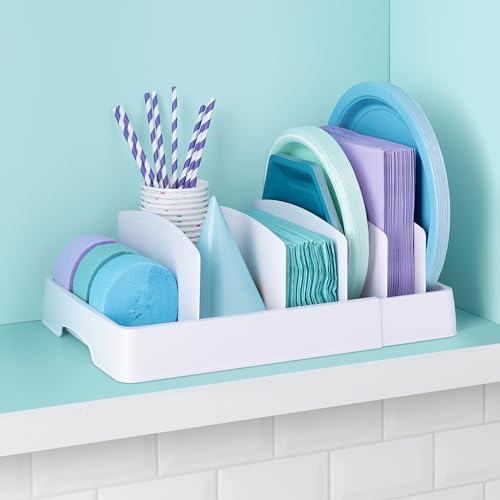 YouCopia StoraLid Food Container Lid Organizer, Expandable with Tall Dividers, White - size: Expandable Classic