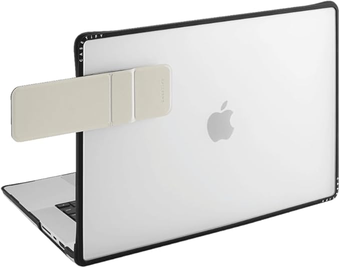 CASETiFY Snappy Laptop Phone Mount [Compatible with Magsafe] - Work & Peace - Black/Beige