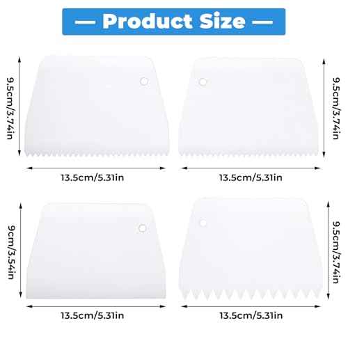 4 Pcs Adhesive Spreader, Notched Glue Applicator Kits Plastic Trowel Adhesive Barrier Spreader 0.5"/1" Tooth Reusable Hardwood Flooring Spreaders for Applying Glue Epoxy PET Putty(White)