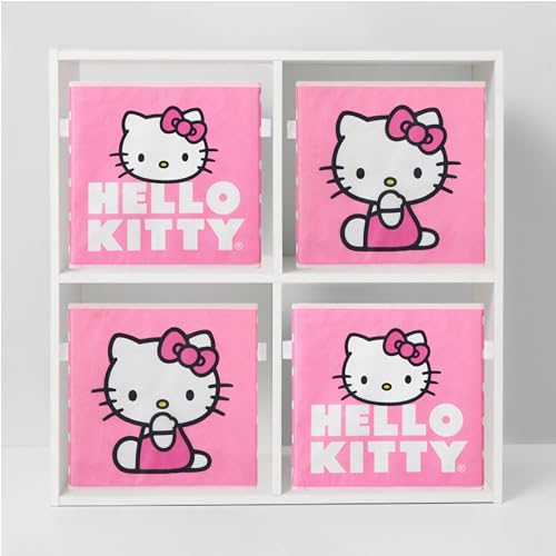 Hello Kitty Set of 2 Durable Storage Cubes with Handles, 10"x10"x10" Cubes - color: Hello Kitty