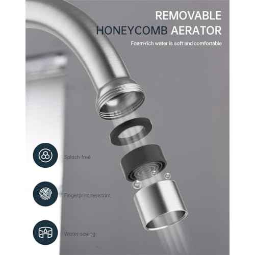 APPASO Kitchen Faucet with Side Sprayer, 2-Handle High Arch SUS304 Stainless Steel Brushed Nickel Kitchen Faucet with Pull-Out Side Spray for RV Laundry Utility Bar, 8-in 4-Hole Installation