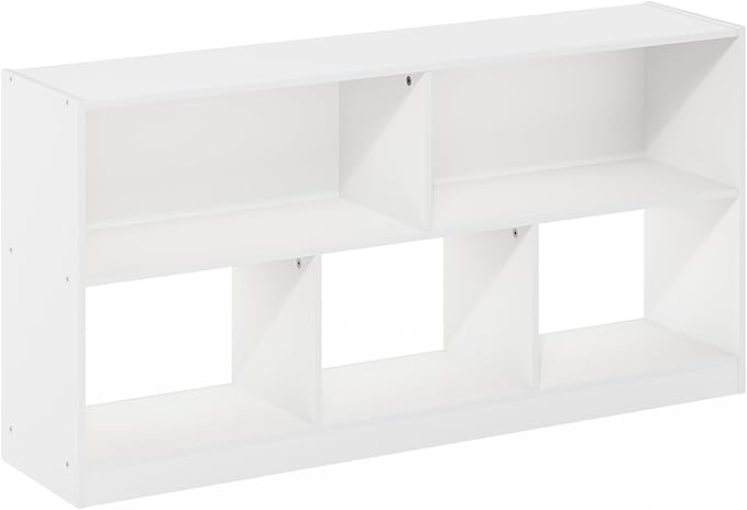 Furinno DALY Book Shelf, 5-Cube Bookshelf, Horizontal Cube Storage Organizer Bookcasde, 10.9 x 47.2 x 23.6, for Living Room, Bedroom, Home Office, White