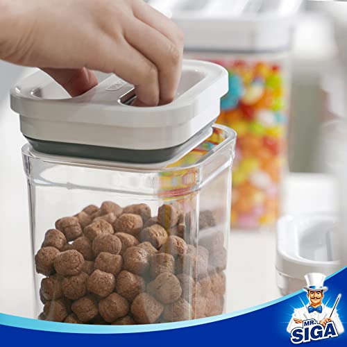 MR.SIGA 4 Pack Airtight Food Storage Container Set, BPA Free Kitchen Pantry Organization Canisters with One-handed Leak Proof Lids, 1L / 33.8oz, Medium, White - color: White