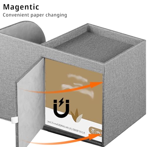Leather Square Tissue Box Cover with Storage Tray,Cube Tissue Box Holder,Modern Facial Paper Organizer with Remote Control Holder for Bathroom,Vanity Countertop,End Table NightStand Home Office.Grey - color: Grey