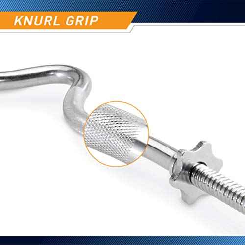 Marcy 1 inch Standard Curl Bar with Spin-Lock Collars Weightlifting Strength Training Home Gym Accessory for Triceps and Biceps