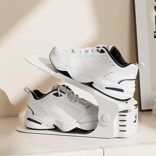 10 Pcs Shoe Stacker Adjustable Shoe Slots Organizer Shoes Slots Space Saver Double Deck Rack Holder for Closet Organization Shoe Storage