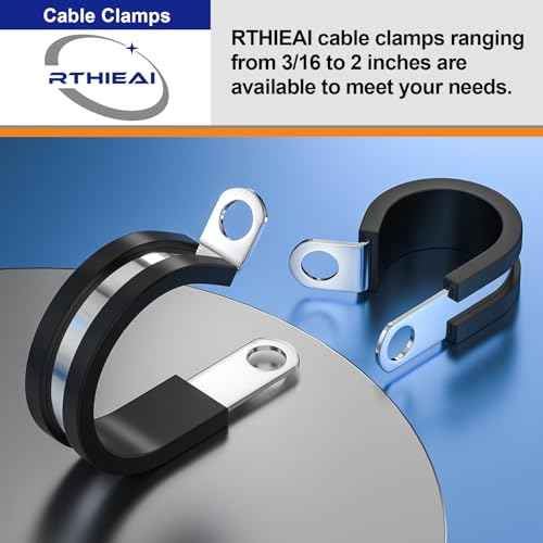 100 PCS 1/2 Inch Cable Clamps - 304 Stainless Steel, Insulated, Hose & Pipe Clamps
