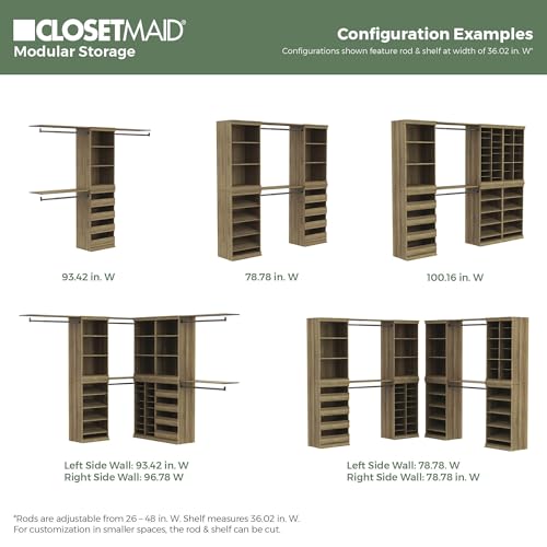 ClosetMaid Modular Adjustable Divided Storage Shelving Unit Organizer, 15.94-Inch D x 40.3-Inch H x 21.38-Inch W, Sand - color: Sand