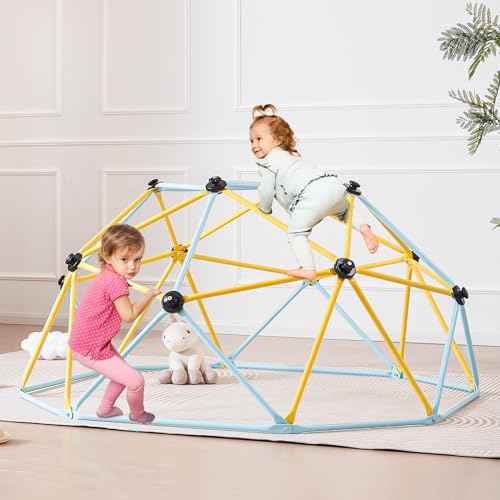 VEVOR Climbing Dome, 6FT Jungle Gym for Kids 3 to 9 Years Old, Geometric Dome Climber Play Center Supports 600LBS and Easy Assembly, with Climbing Grip, Outdoor and Indoor Play Equipment for Kids