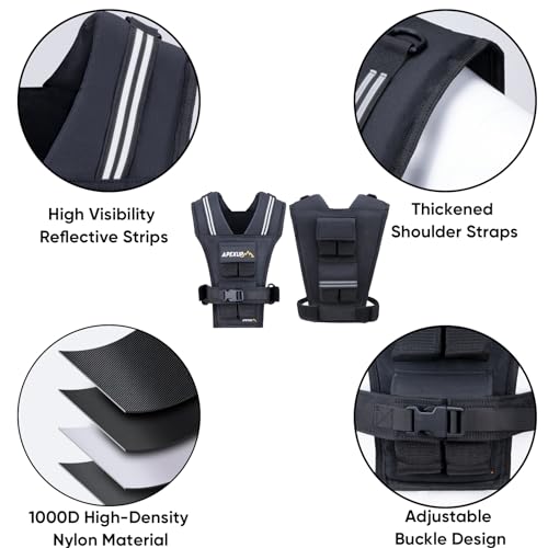 APEXUP Adjustable Weighted Vest Men 20lbs/30lbs/40lbs Weights with Reflective Stripe, Weight Vest Woman Workout Vest for Strength Training Running Walking