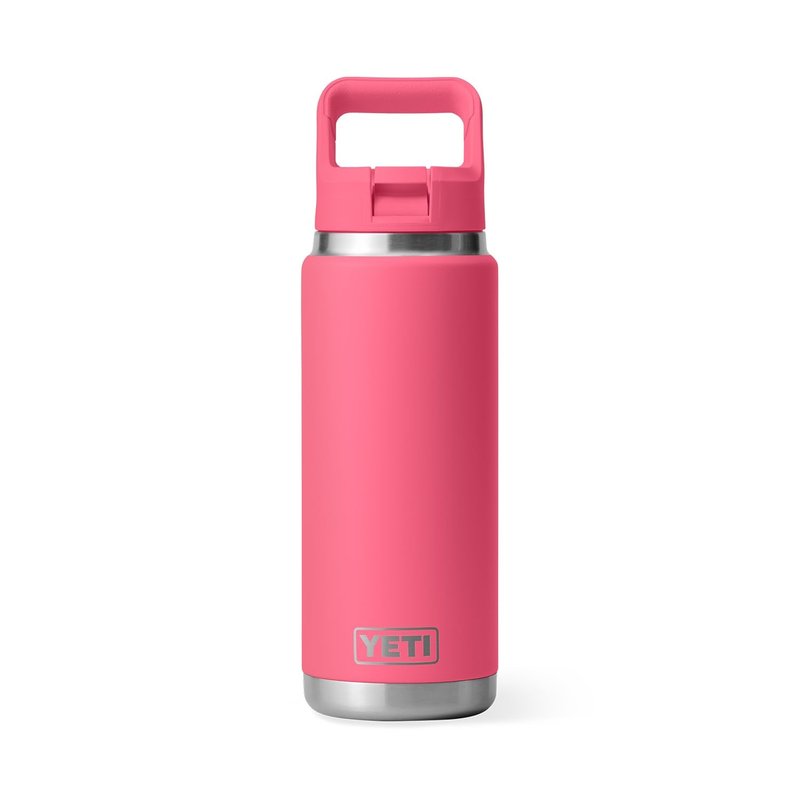 YETI Rambler 26 oz Bottle, Vacuum Insulated, Stainless Steel with Color Matching Straw Cap, Tropical Pink