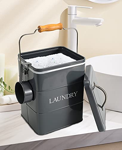 Laundry Powder Bin, Washing Powder Storage Tin with Scoop, Airtight Lid & Handles, Laundry Detergent Powder Storage Box - Perfect for Holding Pods Tablets Capsules Powder Detergent-Gray - color: Gray