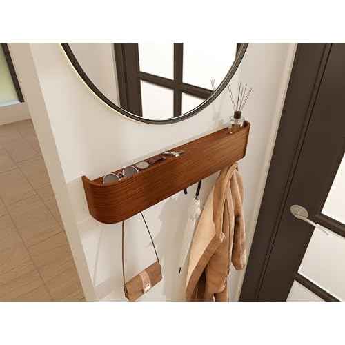 OLEEK Wall Coat Rack - Wall Shelf with Hooks - entryway Hooks - entryway Shelf - Modern Coat Rack - Wooden Coat Rack Wall Mount for Home Decor - Wooden Mount for Home Decor - Jacket Hanger