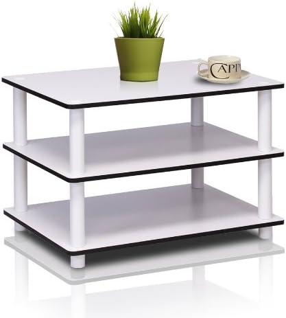 Furinno JUST Coffee Table, 3-Tier Modern Coffee Table with Open Shelf, Toolless Assembly Side Table, for Living Room, Bedroom, Home Office, White
