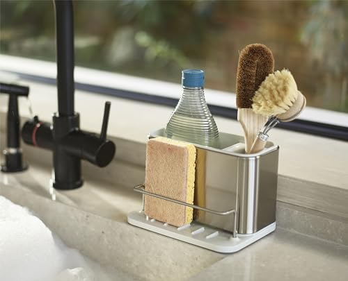 Joseph Joseph Surface Stainless Steel Caddy Sink Area Organizer and Sponge Holder, Stone - color: Light Stone