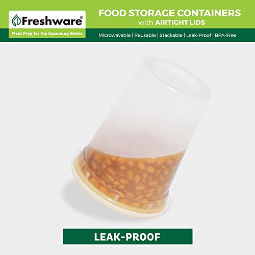 Freshware 48 Pack of 16 and 32 oz, 24 sets each size Food Storage Containers with Lids, Plastic Deli Containers, Meal Prep Containers, Microwave and Freezer Safe, Stackable, Leakproof, BPA Free, Clear - size: 16, 32 oz - 48 Sets