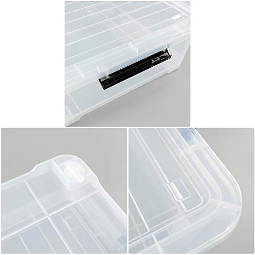 3-Pack Plastic Under Bed Storage Box Container, 40 Quart Clear Stackable Storage Box Wheeled Latching Box - size: 40 Quart