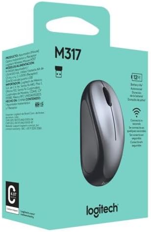 Logitech M317 Wireless Mouse, 2.4 GHz with USB Receiver, 1000 DPI Optical Tracking, 12 Month Battery, Compatible with PC, Mac, Laptop, Chromebook - Colt Glossy