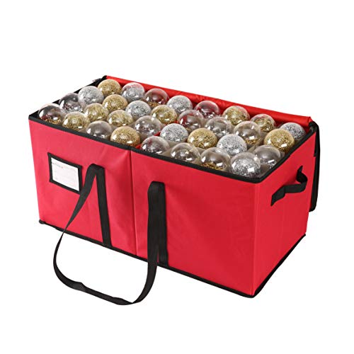 Sattiyrch Christmas Ornament Storage Box,Box Contributes Slots for 128 Holiday Ornaments 3-Inch - size: 128 pcs-3in without Trays