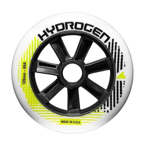 Rollerblade Unisex - Adult Hydrogen 125/85A (6 Pieces) 6 Inline Skate Wheels, White, 125 mm/85A