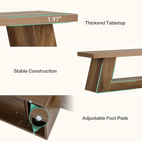 Tribesigns 63" Wooden Entryway Bench with Storage Shelf, Rustic Extra Long Bench, 2-Tier Narrow Hallway Seating Bench for Living Room, Bedroom, Kitchen(Brown) - color: Brown