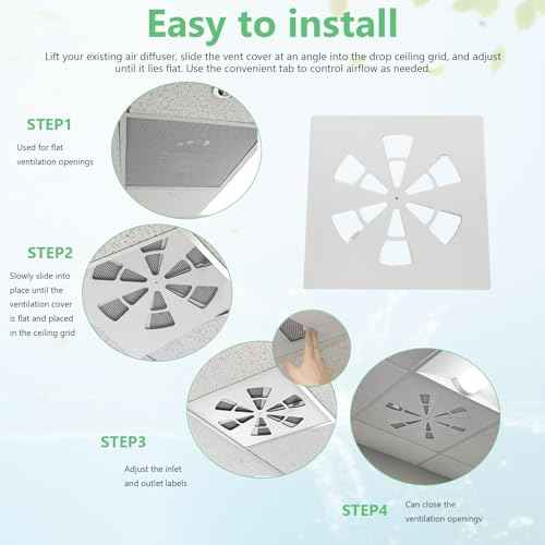 (1 Pack)-24" x 24" Adjustable Office Vent Cover - Durable,For Flat Office Ceiling Vents Ceiling Air Deflector for Conditioner or Heat Air Deflector Magnetic Size approximately: 24.75X24.75IN