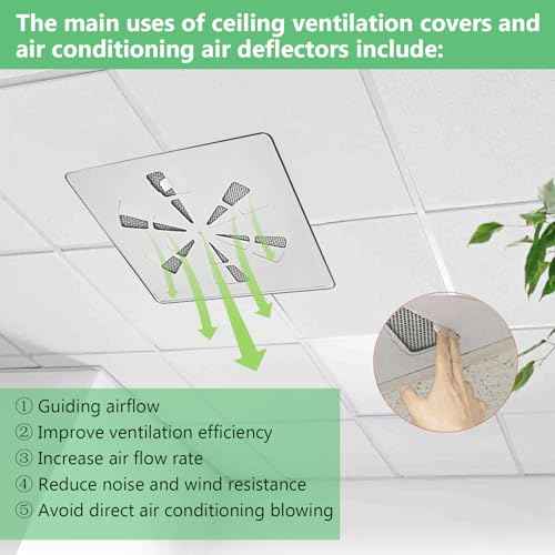 (1 Pack)-24" x 24" Adjustable Office Vent Cover - Durable,For Flat Office Ceiling Vents Ceiling Air Deflector for Conditioner or Heat Air Deflector Magnetic Size approximately: 24.75X24.75IN