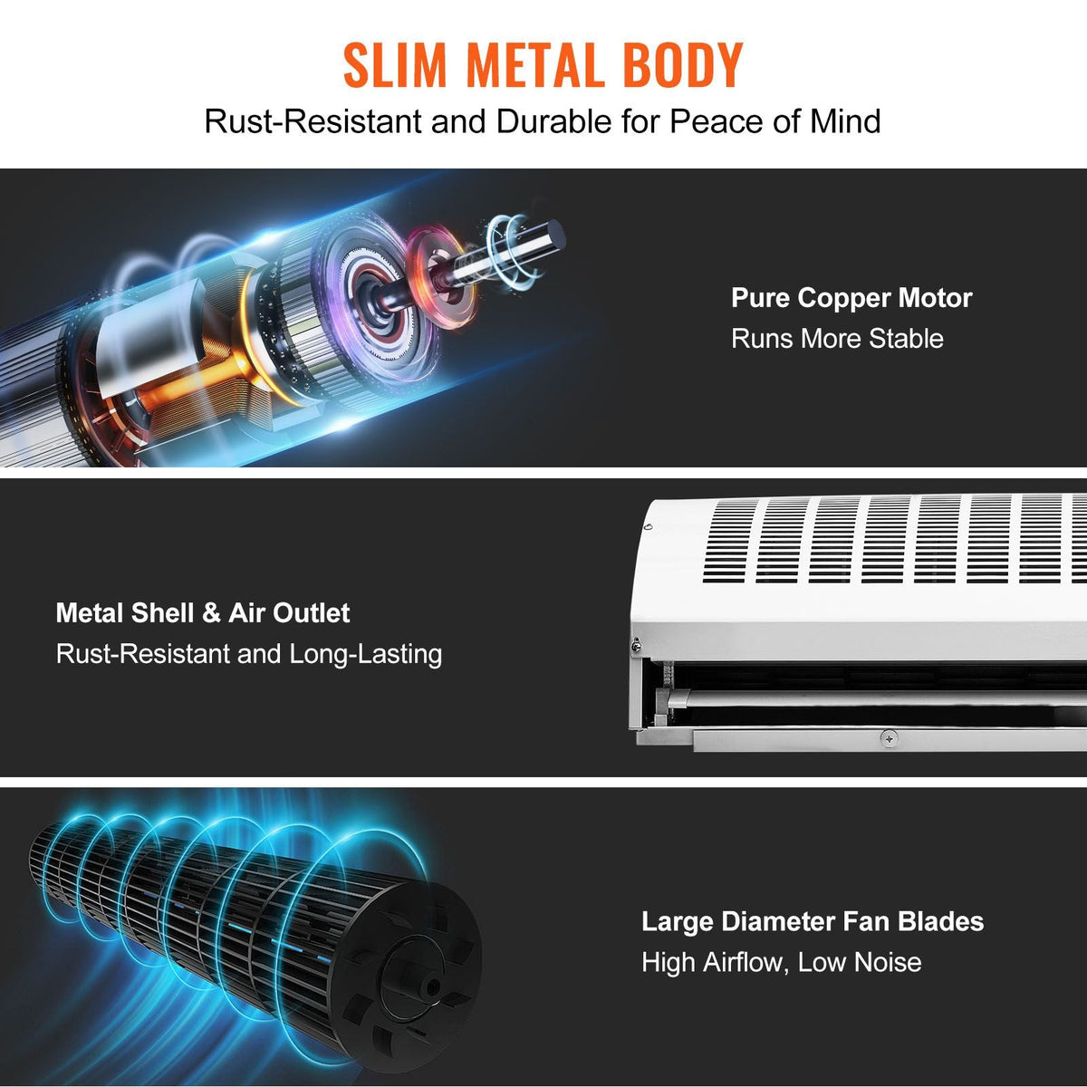 42" Commercial Indoor Air Curtain Super Power 2 Speeds 1350CFM, Wall Mounted Air Curtains for Doors, Indoor Over Door Fan with Heavy Duty Limit Switch, Easy-Install 110V Unheated