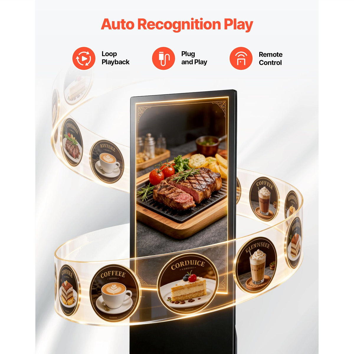 43 in Indoor Digital Signage Floor Standing Advertising Display Kiosk, with WiFi HDMI/USB Input Android OS, 178° Wide View, LCD Screen Interactive Monitor, Mobile Commercial Totem Poster