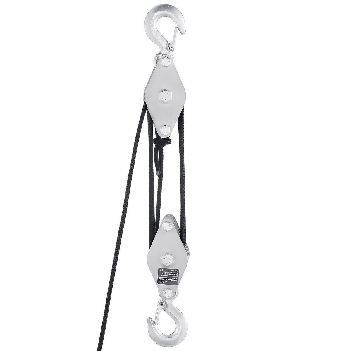 4400 lbs Breaking Strength 100 FT Rope Pulley Hoist, 5:1 Lifting Power Heavy Duty Pulley System with 2pcs Soft Loops, Metal Wheels Bearing Structure, Block and Tackle for Lifting Heavy Objects