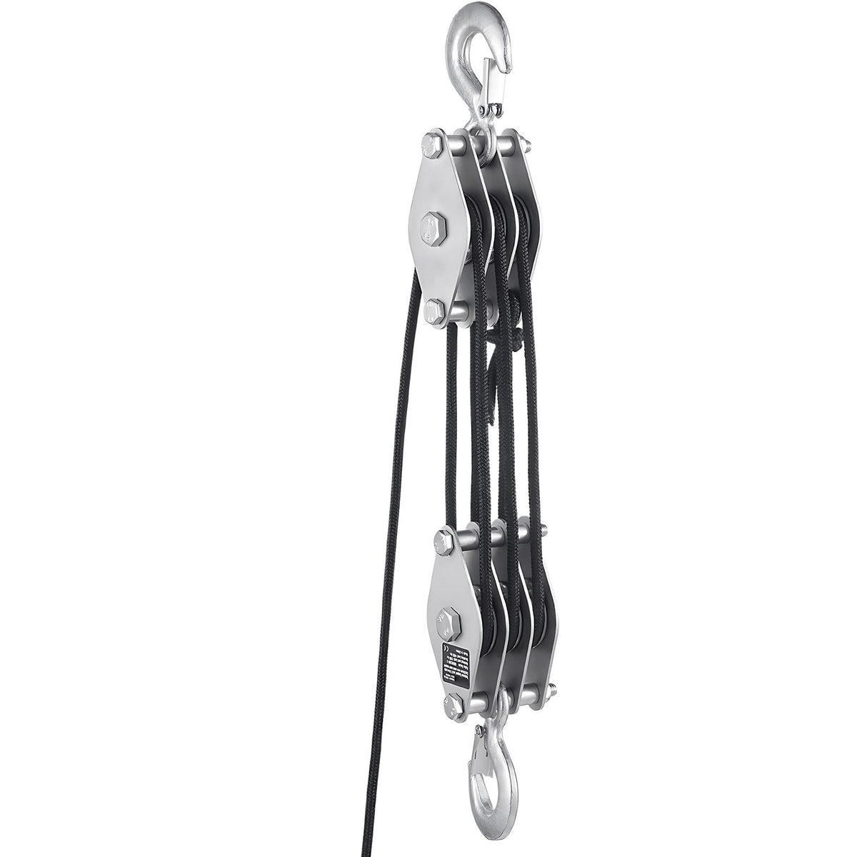 4400 lbs Breaking Strength 100 FT Rope Pulley Hoist, 5:1 Lifting Power Heavy Duty Pulley System with 2pcs Soft Loops, Metal Wheels Bearing Structure, Block and Tackle for Lifting Heavy Objects