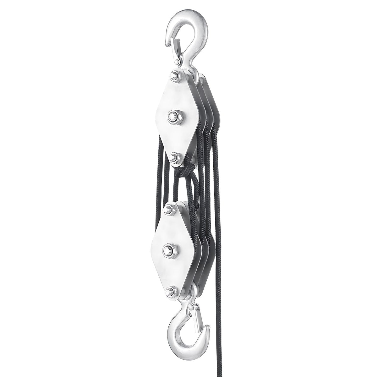 4400 lbs Breaking Strength 100 FT Rope Pulley Hoist, 5:1 Lifting Power Heavy Duty Pulley System with 2pcs Soft Loops, Metal Wheels Bearing Structure, Block and Tackle for Lifting Heavy Objects
