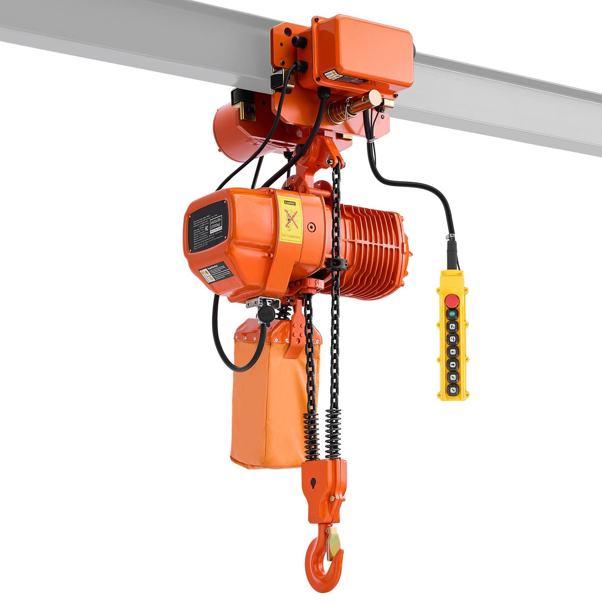 4400 lbs Electric Chain Hoist, 20 ft Lifting Height, Three-Phase Overhead Crane with 328 ft Wireless & 16 ft Wired Remote Control, Double G100 Chain Hoist for Factories, Warehouses, Garages