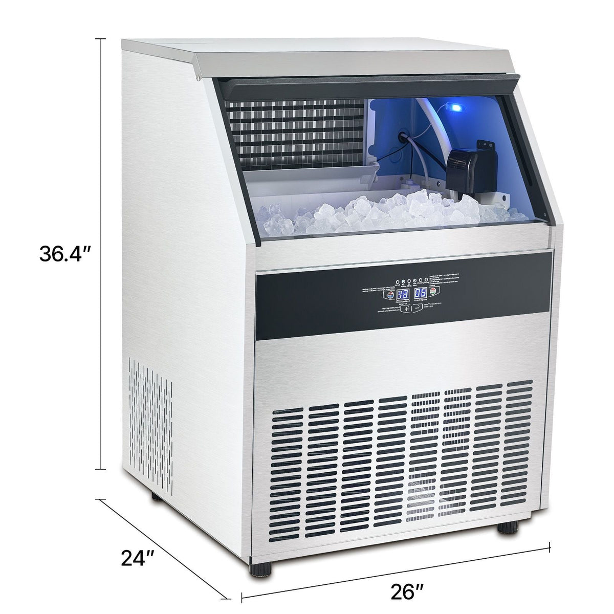 440lbs/24H Commercial Ice Maker, 160 Ice Cubes in 15 Minutes, Freestanding Ice Maker Machine with 88lbs Large Storage Capacity for Bar Office Restaurant, with LED Digital Display & Self-Cleaning