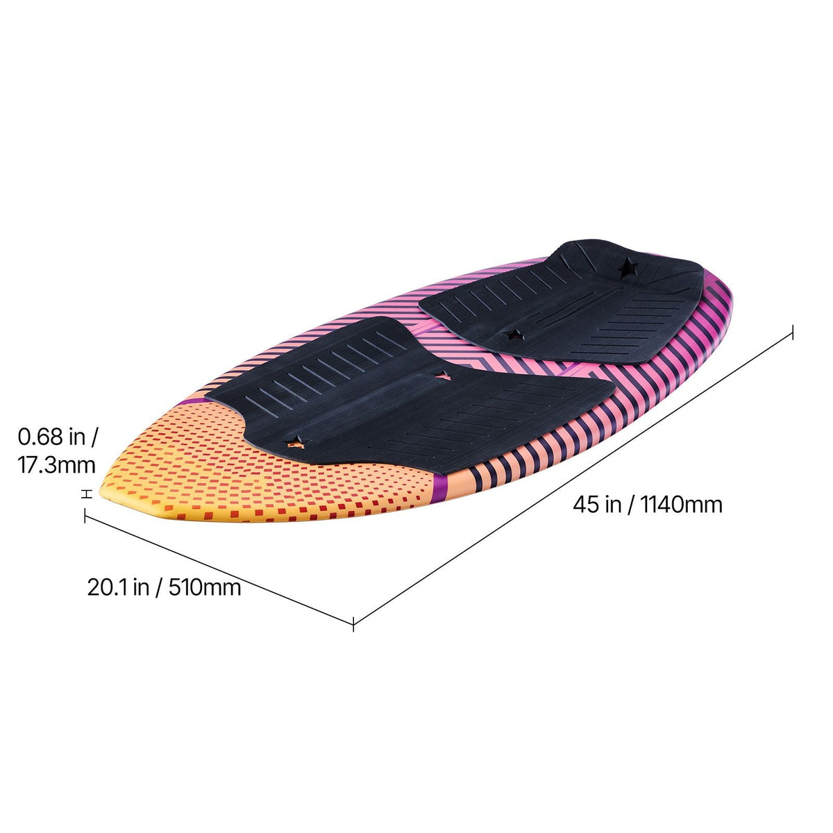 45-Inch Wakesurf Board, Wake Surfing Board with EPS Foam Core & EVA Non-Slip Pad, UV-Resistant Wakesurfing Boards for Youth Up to 110 lbs