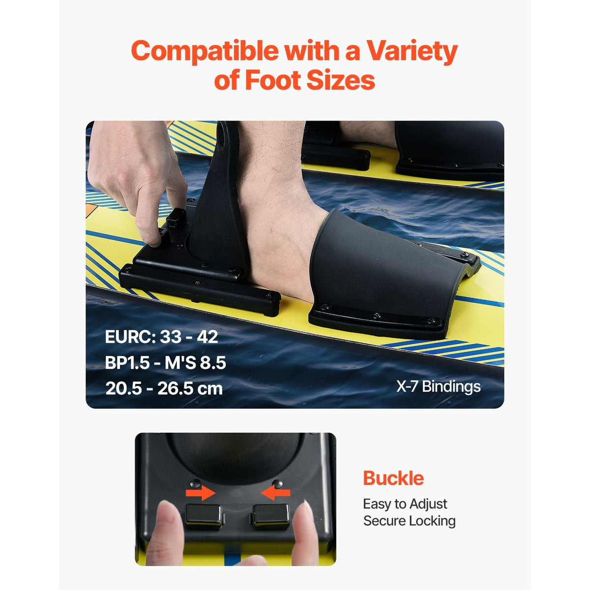46" Water Skis, Kids Water Ski Trainers with X-7 Adjustable Bindings, Double-Handle Rope & Removable Stabilizing Bar, Training Waterskis Combo for Kids Youth Up to 300 lbs