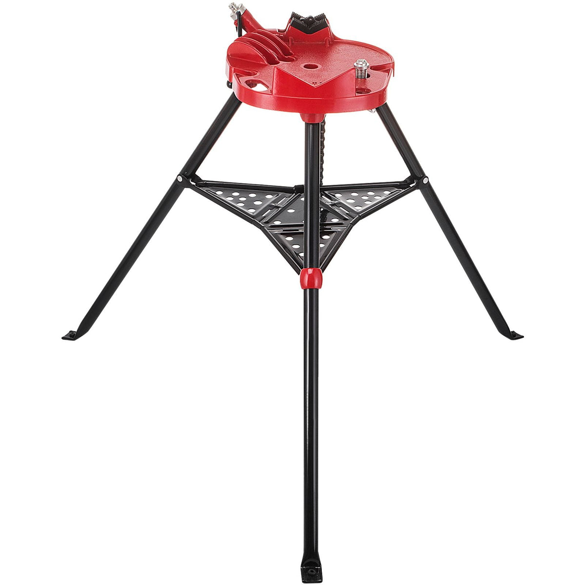 460-6 Tripod Pipe Chain Vise 1/8\"-6\" Capacity,Pipe Stand Portable Foldable Steel Legs,Pipe Jack Stands with Tool Tray, Tripod Stand Chain Vise Ideal for a Variety of Pipe Materials