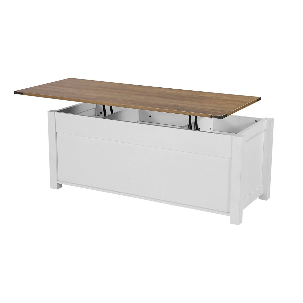 47.2 in Farmhouse Lift Top Coffee Table, Rustic Center Table with Barn Door and Hidden Storage Compartment, Modern Rectangle Lifting Tabletop for Living Room, Office, Home, Easy Assembly, White