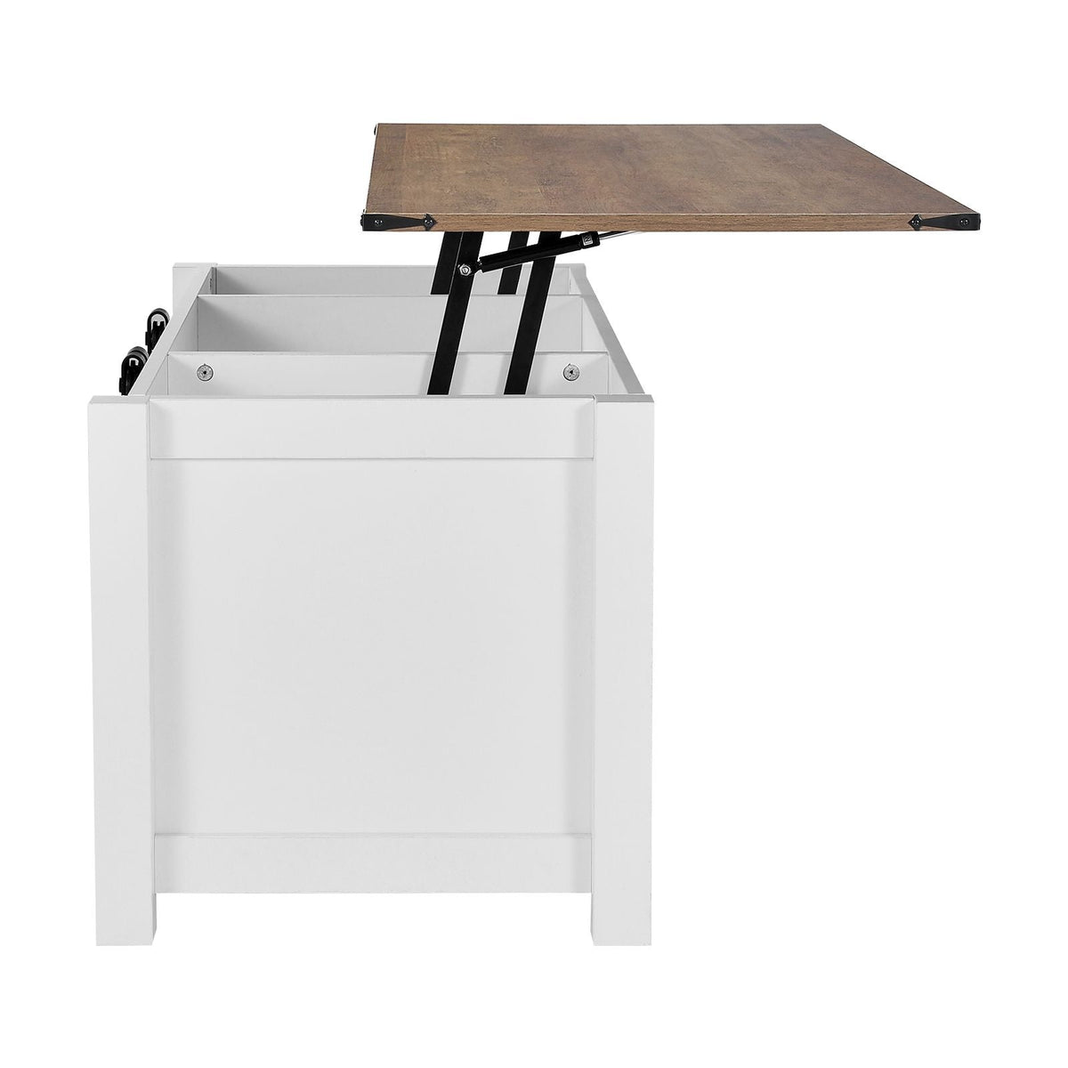47.2 in Farmhouse Lift Top Coffee Table, Rustic Center Table with Barn Door and Hidden Storage Compartment, Modern Rectangle Lifting Tabletop for Living Room, Office, Home, Easy Assembly, White