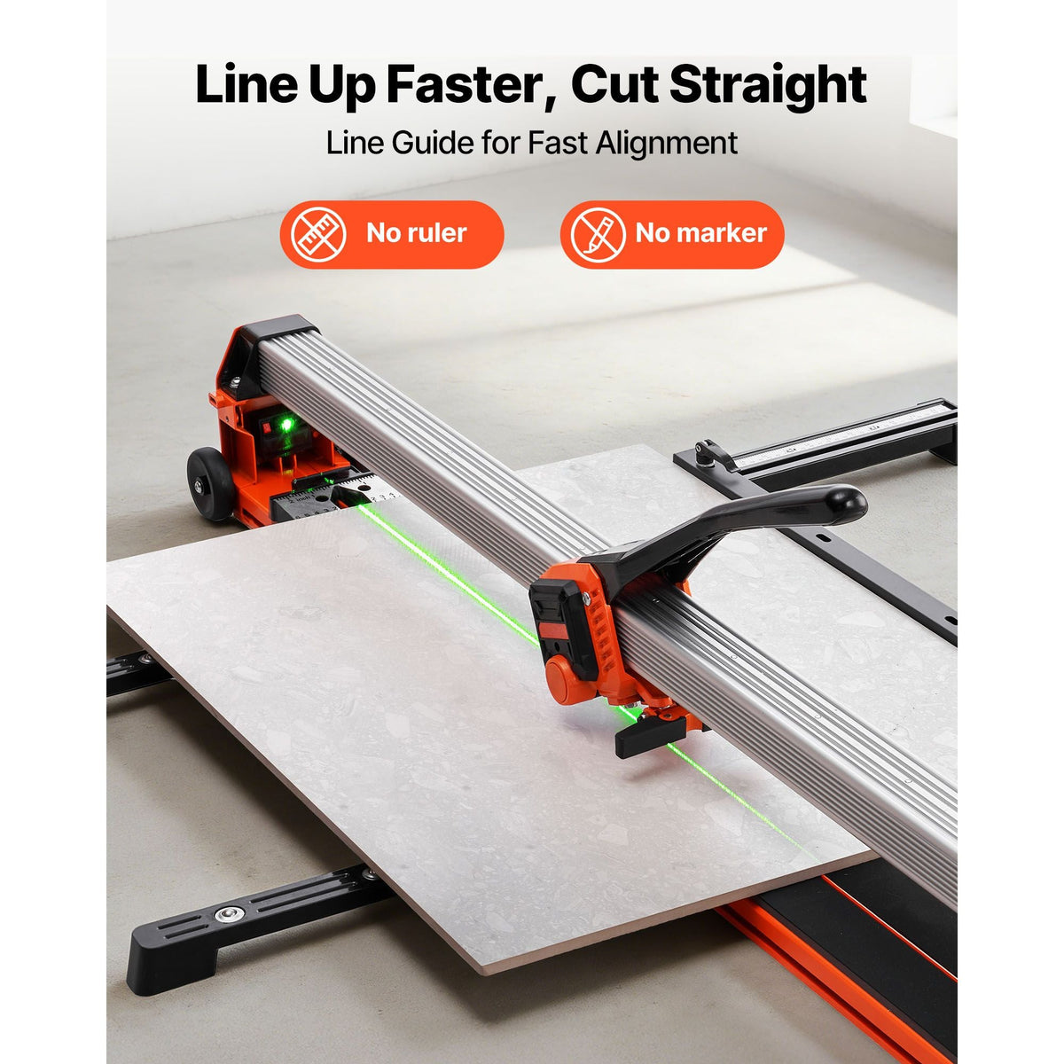 47.2-Inch Manual Tile Cutter, Upgraded Rail and Sliding Head, Precision Alignment Guide, Tungsten Carbide Cutting Wheel, Support Legs with Swivel Wheels, for DIY Pros, Ceramic, Floor, Wall Tiles