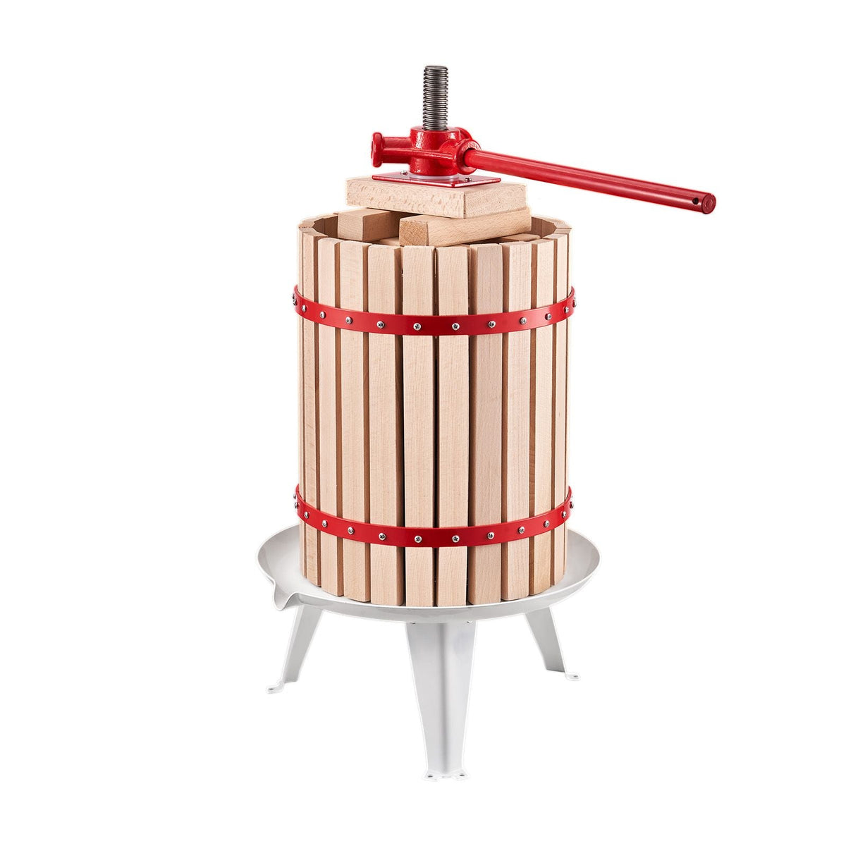4.75 Gal/18L Fruit Wine Press, Solid Wood Basket with 8 Blocks, Heavy Duty Manual Juice Maker, Cider Apple Grape Tincture Honey Olive Oil Making Press with Handle for Kitchen, Home