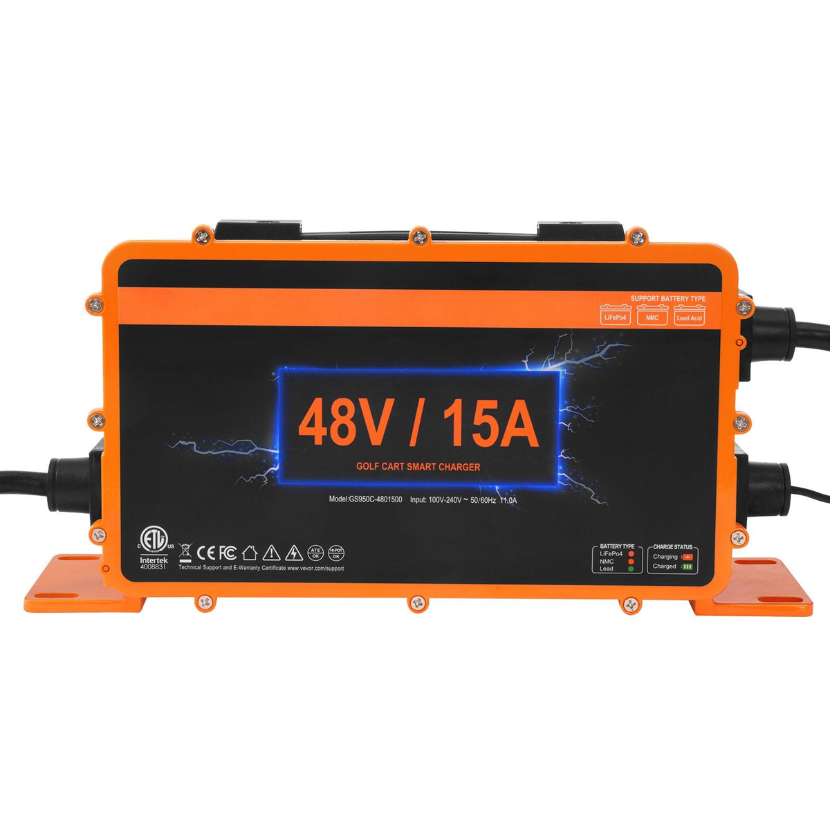 48 Volt Golf Cart Battery Charger, 15 AMP, Smart Battery Charger with G29 Plug, Compatible with Lead-Acid AGM/GEL/EFB MF Flooded NMC LiFePO4 Batteries for Yamaha, IP67 Waterproof ETL Certified