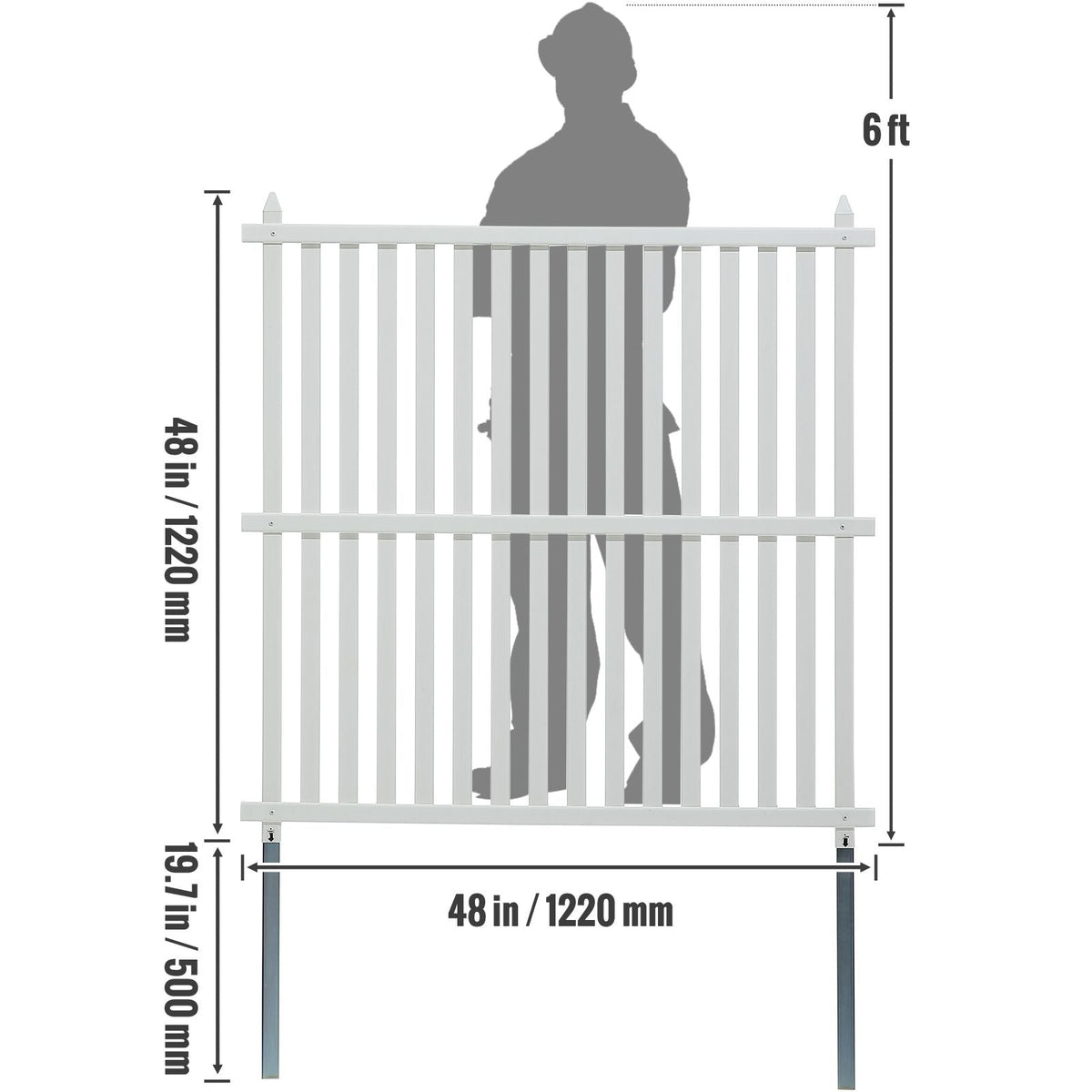 48" W x 48" H Vinyl Privacy Fence Panels, Air Conditioner Fence, Outdoor Privacy Screens for Trash Can, Pool Equipment Enclosure, Privacy Screen Kit Strip Panels (2 Panels)