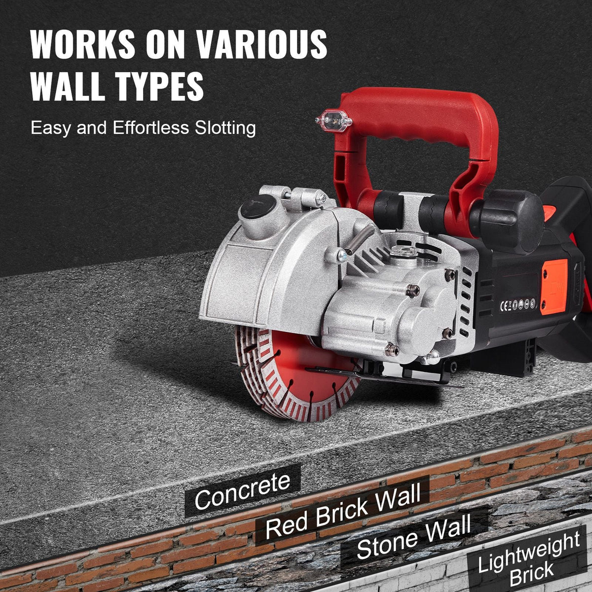 4800W Wall Chaser 38mm/1.5" Cutting Width,Wall Groove Cutting Machine 52mm/2" Cutting Depth,Wall Slotting Machine With 5 Saw Blades 6.3" Diameter 5000r/Min,One-time Forming Dustless