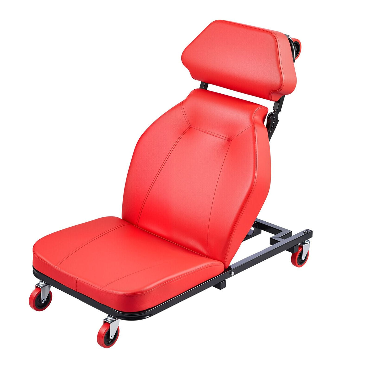 48.4 in 2-in-1 Mechanic Creeper, Adjustable Backrest Garage Creeper Seat, 570 lbs Under Car Rolling Chair with 6 Swivel Casters, Padded Headrest for Auto Repair