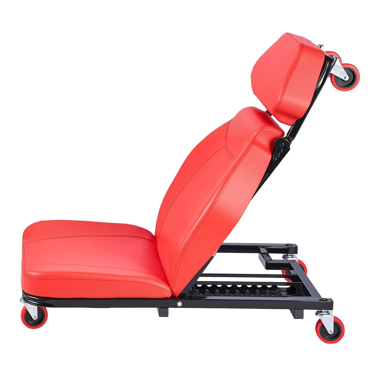 48.4 in 2-in-1 Mechanic Creeper, Adjustable Backrest Garage Creeper Seat, 570 lbs Under Car Rolling Chair with 6 Swivel Casters, Padded Headrest for Auto Repair
