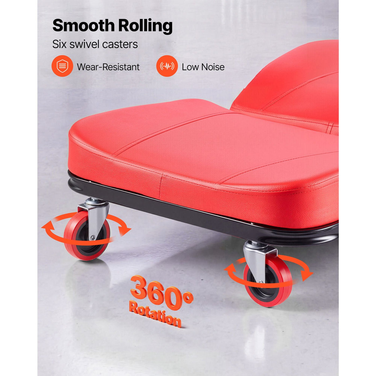 48.4 in 2-in-1 Mechanic Creeper, Adjustable Backrest Garage Creeper Seat, 570 lbs Under Car Rolling Chair with 6 Swivel Casters, Padded Headrest for Auto Repair