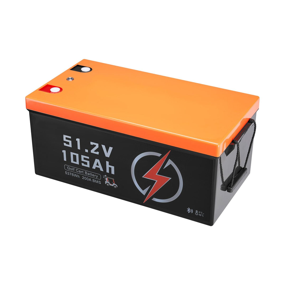 48V 105Ah Golf Cart Lithium Battery, 48 Volt Golf Cart Battery with 200A BMS, LCD Monitor and Mobile APP, LiFePO4 Battery with 600A Peak Current, 20A Charger and 4000+ Cycles, for Golf Carts