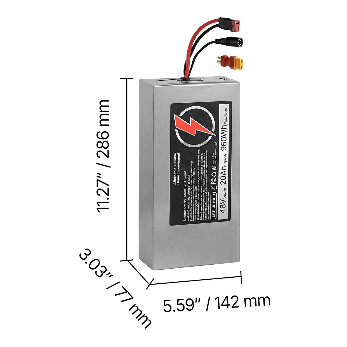 48V Electric Scooter Battery, 20Ah, Ebike Lithium Battery Pack with 30A BMS, Charger, T-Plug Expansion Cable, 500+ Cycles, Compatible with 4800W Motors, for Electric Bikes Bicycles, Scooters